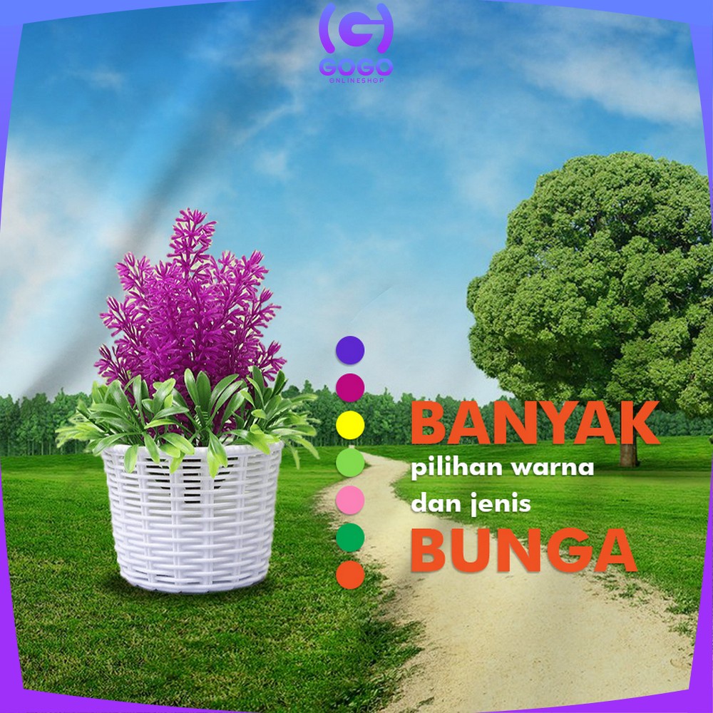 GOGO-C606 C611 Ornamen Tanaman Bunga Bonsai Plastik Dekorasi Meja Pajangan Tanaman Hias Artificial Flower / Bunga Hias Dekorasi Ruangan