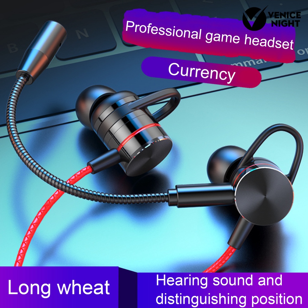 (VNEP) (Berkabel) E-sports Game Metal In-ear Headset dengan Mikrofon HiFi Sports Earphone