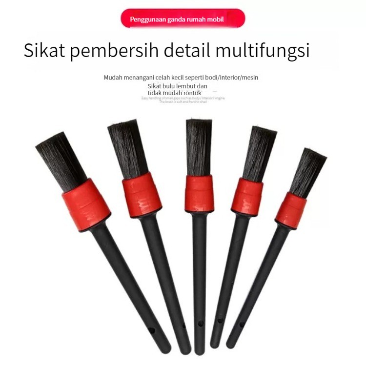 (ada stok, dikirim dari jakarta)5pcs sikat detailing mobil, sikat pembersih mobil otomatis membersihkan mobil, set alat sikat outlet udara, aksesori cuci mobil