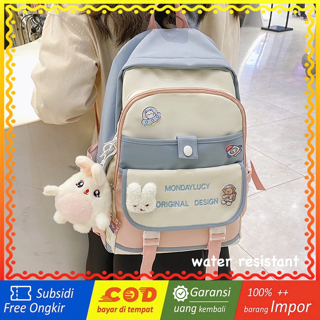 WYK143 Tas Ransel Wanita MondayLucy Original Design Sekolah Kuliah Backpack School Impor TKM