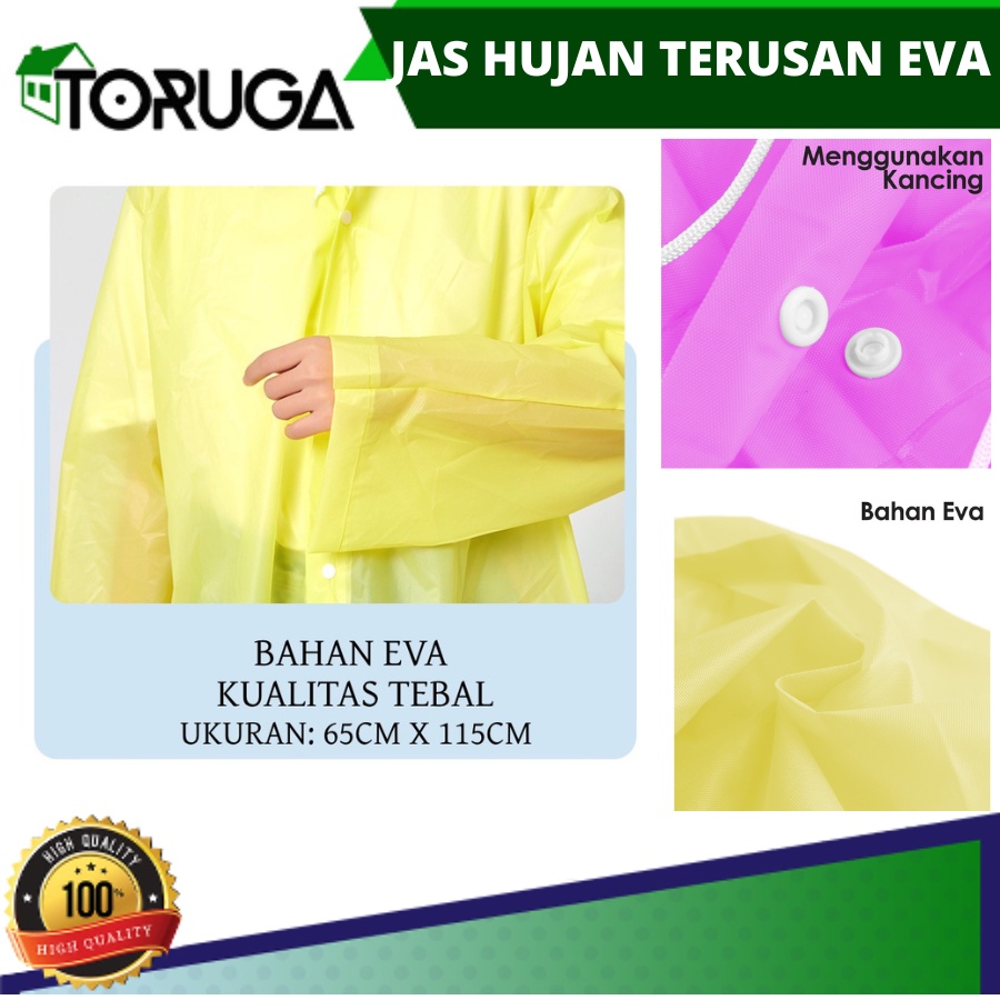 Jas Hujan Terusan Bahan EVA RAINCOAT Mantel Hujan Anak Dan Dewasa Semi Transparan Polos Murah Import Berkualitas