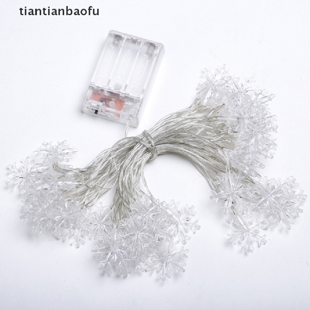 Lampu String LED Bentuk Snowflake Warna Warm White Untuk Dekorasi Natal