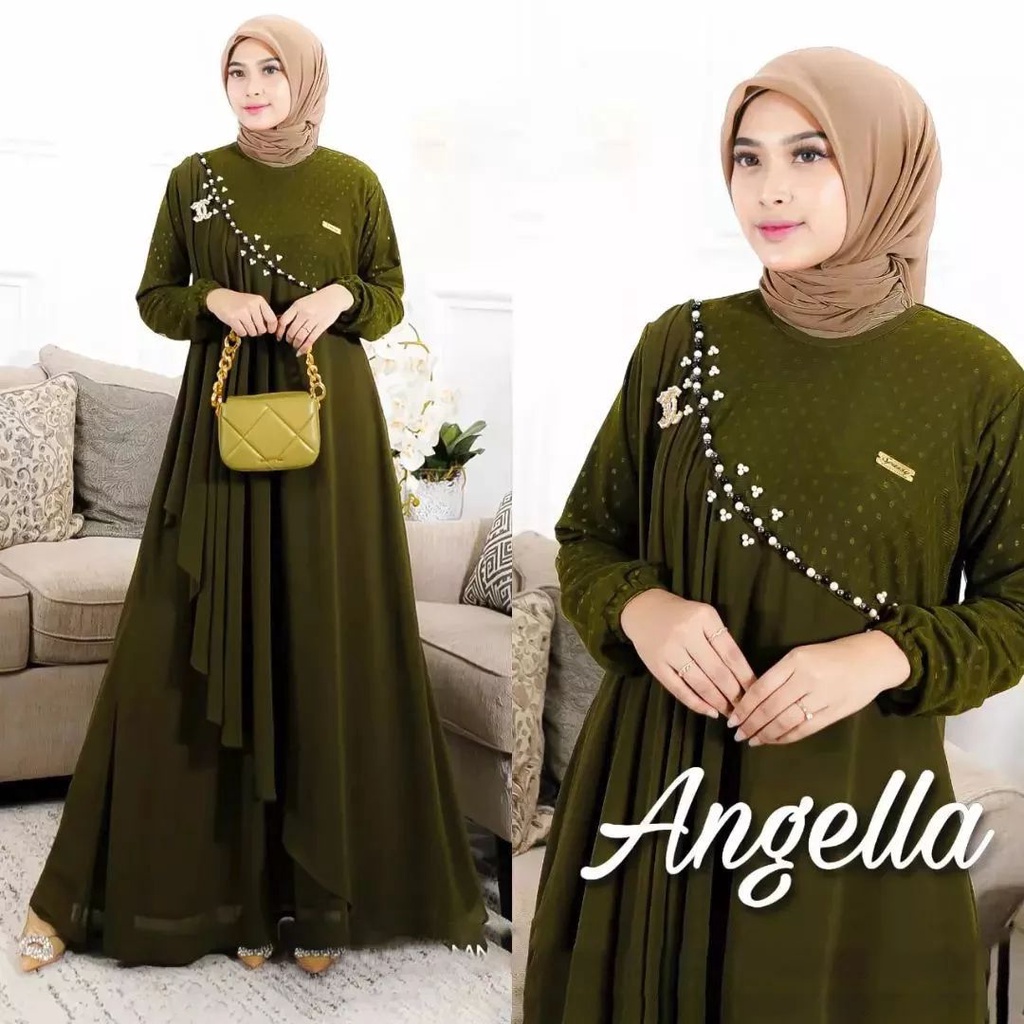 Angella Maxy Dress Wanita Dress Maryam, Bahan Crinkle airflow premium, LD 110 PB 140