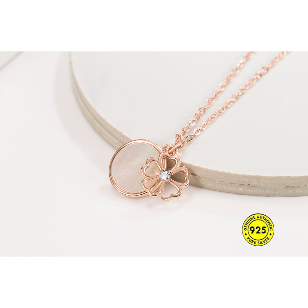 Kalung Rantai Klavikula 18K Rose Pink Cherry Blossom Fritillary Untuk Hadiah Pacar U1397