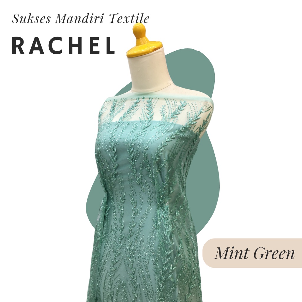 [RACHEL] Brukat Tile Premium Mewah Mint Green Hijau Toska | Harga ½ meter = 50 cm (Bahan Dress Bride