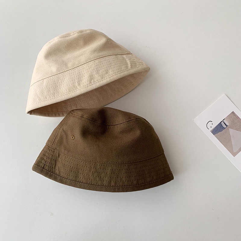 Ins Topi bucket / fisherman Gaya vintage Warna Polos Untuk Bayi / Anak