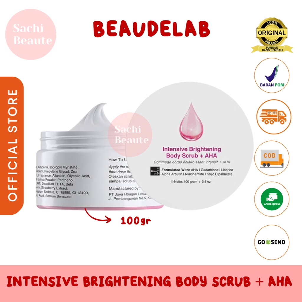 Beaudelab Intensive Brightening Body Scrub + AHA | Pemutih Kulit Instan Cepat NewLab New Lab