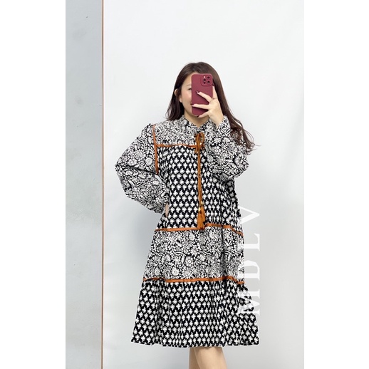 MDLV ~ 1805# Pjg Moldova Short Sleeve Loose Dress jumbo