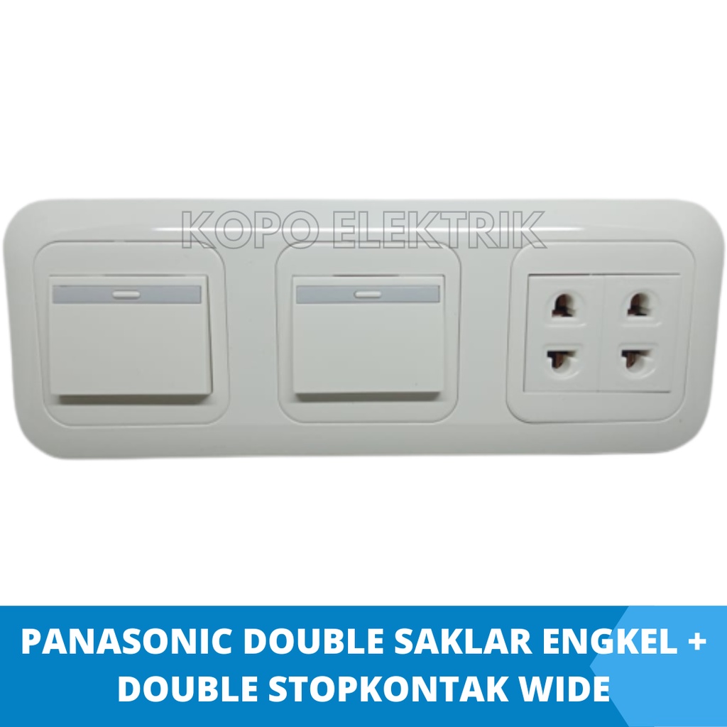 Double Saklar Engkel Besar + Double StopKontak Panasonic 3 Gang Tanam