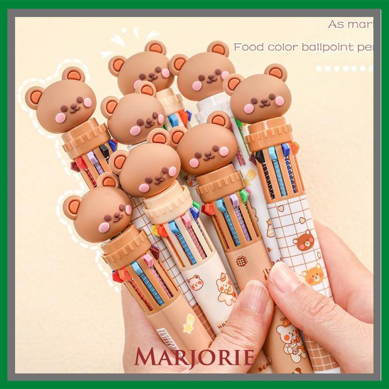 1pc Pulpen Mekanik 10 Warna Warni Rectractable Pen Color Motif Kartun Lucu Bear Grid Kotak Aesthetic Bolpoin Alat Tulis Sekolah-MJD