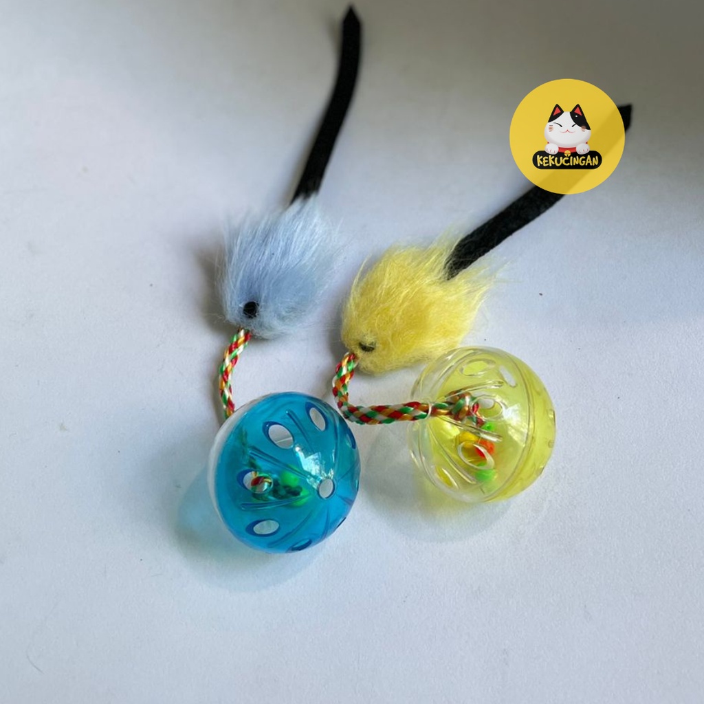 Mainan Kucing Bola Bola Kerincing Dengan Ekor Tikus