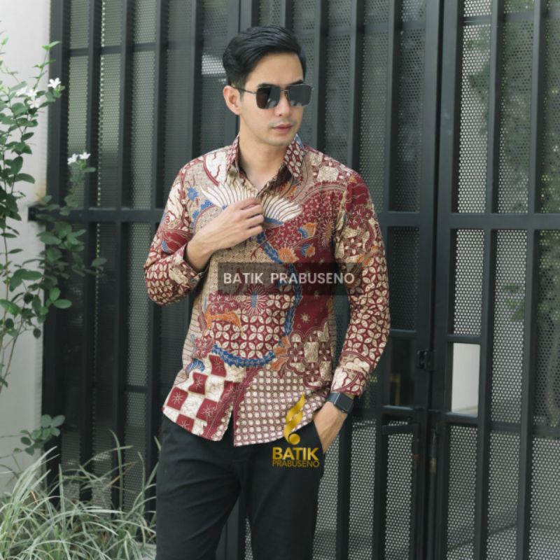 Batik Prabuseno MOTIF SURYA KENCANA Lengan Panjang Slimfit Katun Printing Lapis Furing Ero Original