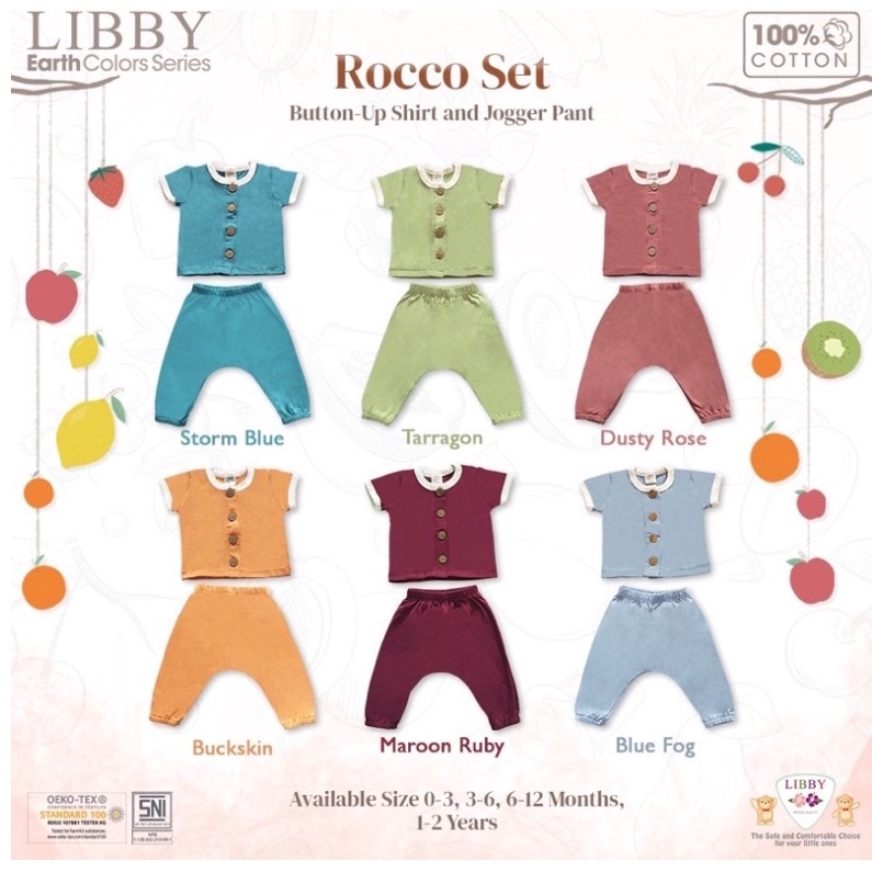 Libby Rocco Set 0-2 Tahun Warna Baru Setelan Pendek Panjang Rocco Baby Earth Series CBKS