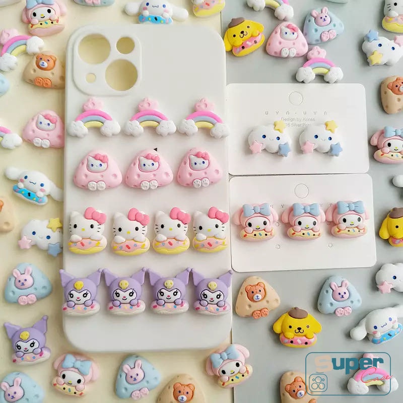 Stiker Patch Resin Desain Kartun Boneka 3D Aksesoris Dekorasi Handphone / Mainan DIY