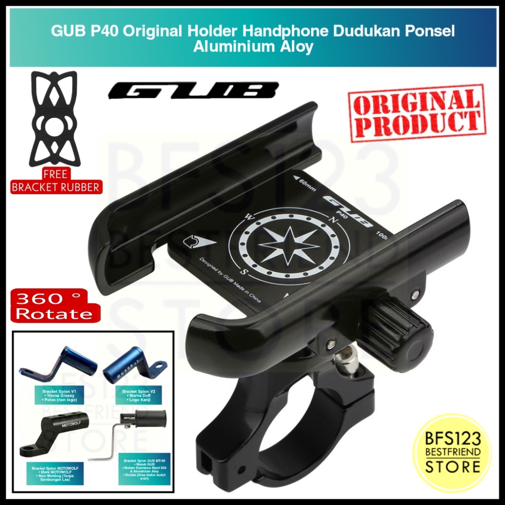GUB P40 Holder Handphone FULL Aluminium Aloy Dudukan Ponsel 360 Rotate