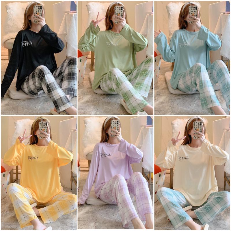 Baaju.id  Baju Tidur Wanita Lengan Panjang Baju Tidur Import Freesize Setelan Baju Tidur Wanita