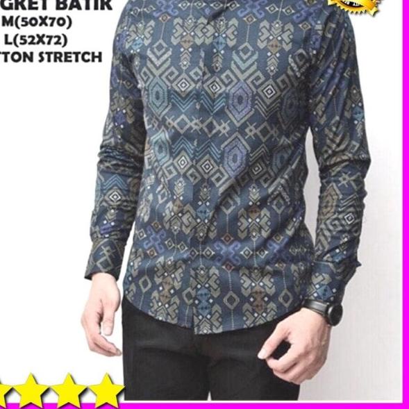 Kemeja Cowok Lengan Panjang Batik Songket Tosca hijau Casual