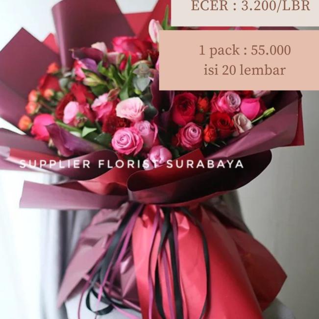 

KERTAS BUNGA BICOLOR(1PAK:20LBR)/WRAPPING PAPER/WRAP BUNGA/FLOWER WRAP - PINK TUA-MUDA