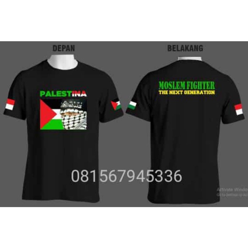 kaos palestina sablon keren murah moslem fighter model palestine