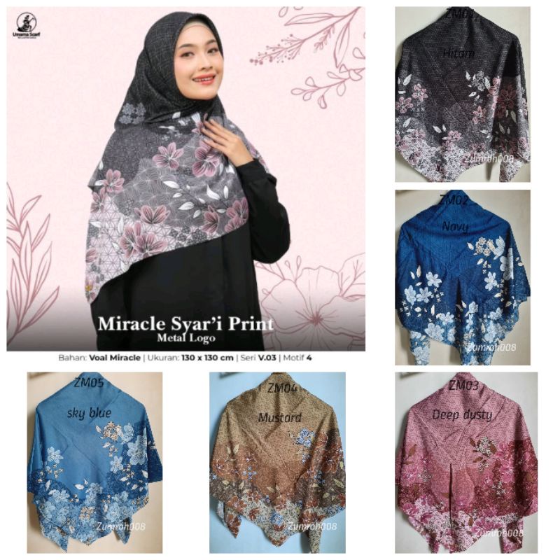 Segi empat syari motif voal miracle jilbab jumbo 130x130