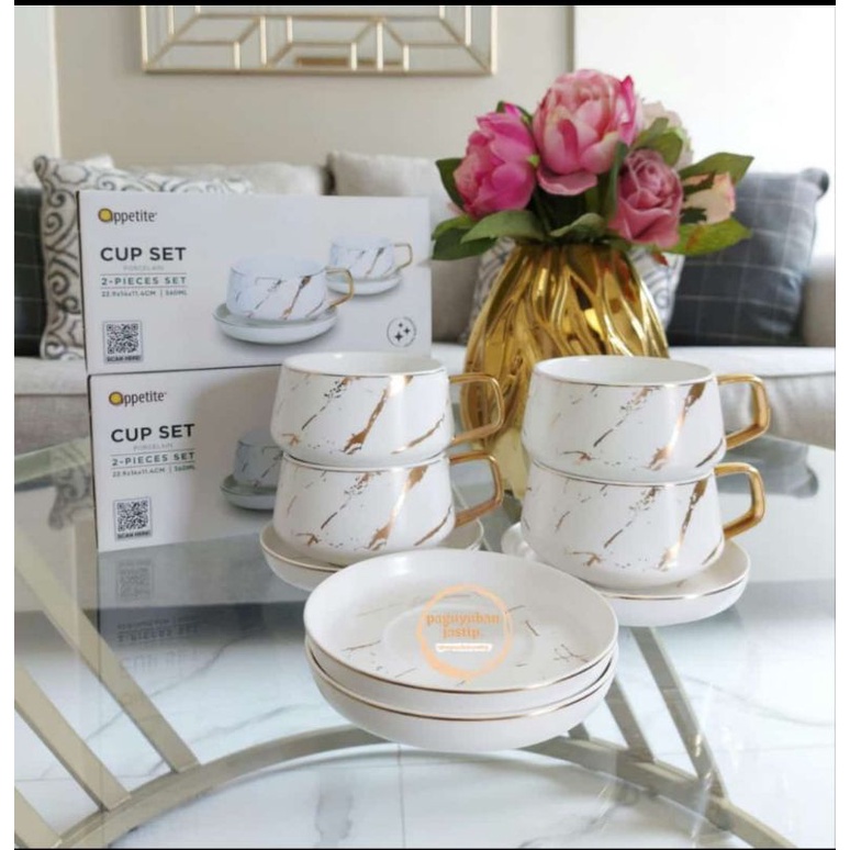 Cangkir Sultan Set 2 pcs Marble Gold Appetite by informa