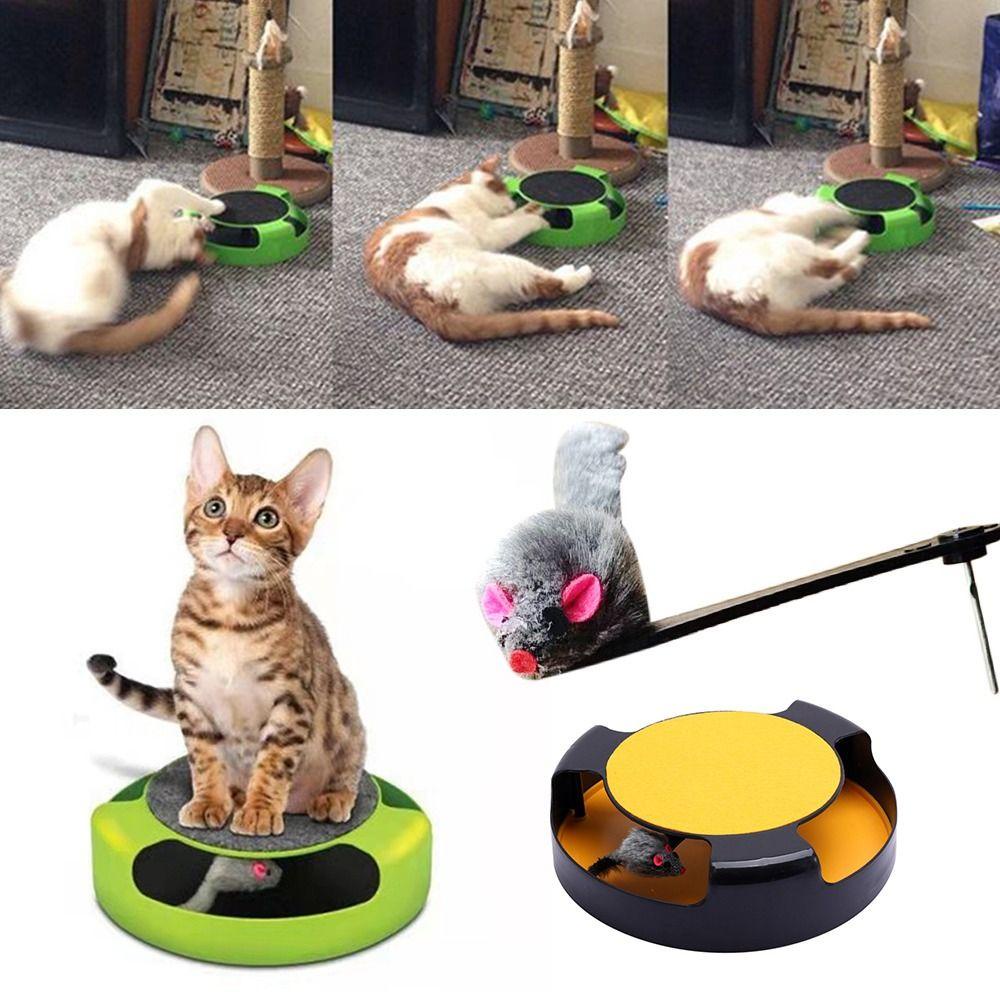 Solighter Scratcher Mainan Kucing Plastik Game Meja Putar Pets Training Untuk Kucing Anak Kucing Menangkap Tikus Palsu