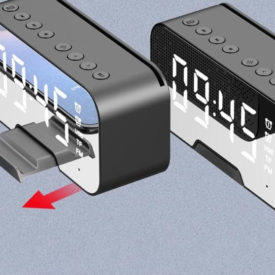 Speaker jam Bluetooth + Alarm dan Radio Tipe Q5 - Putih