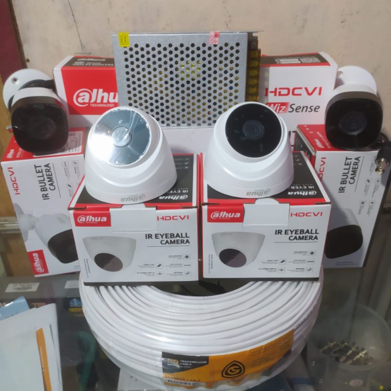PAKET CCTV 4 CHANNEL 4 KAMERA DAHUA COOPER 2MP KOMPLIT