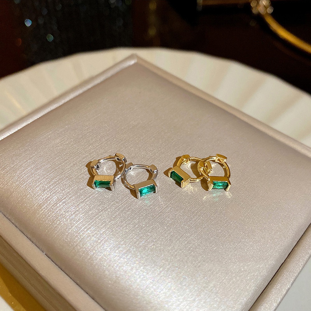 Anting Tusuk Gantung Bahan Sterling Silver 925 Hias Zamrudkristalzircon Gaya Koreasimple Untuk Wanita