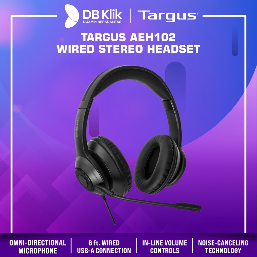 Headset Targus AEH102 USB Wired Stereo With Mic And Volume Control