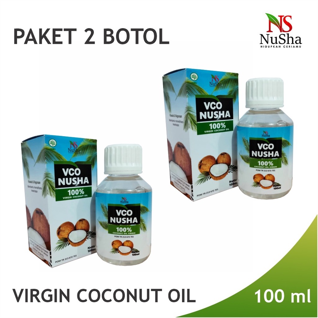

VCO NUSHA Paket 2 Botol, Minyak Kelapa Murni GRADE A, Tidak Tengik, Tidak Bikin Eneg dan Warna Jernih. Isi 1 botol 100 ml