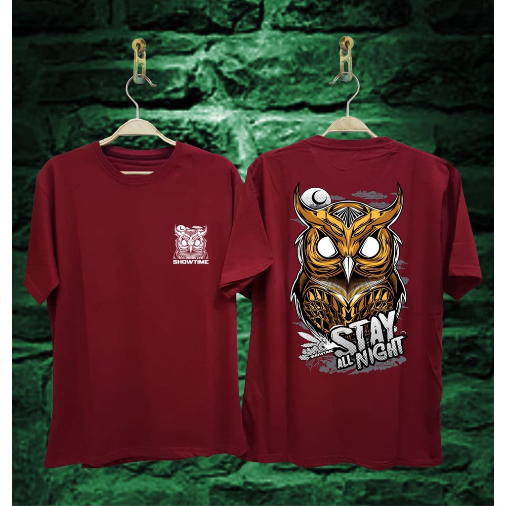 Kaos Tshirt Pria Terbaru Samurai Jepang Burung Hantu Owl Stay Warna Toska Distro Lengan Pendek Motif Sablon Bergambar Keren