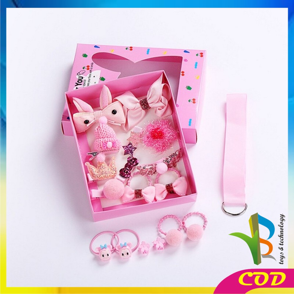 RB-C19 Ikat Rambut Karet Pita Anak 18 in 1 Jepit Rambut Anak | Aksesoris Rambut Hair Clip Import