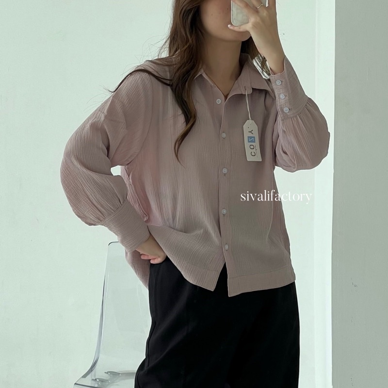 SIVALI Hazel Top 233 - Kemeja Wanita Minimalis Atasan Baju Kerja Office Shirt