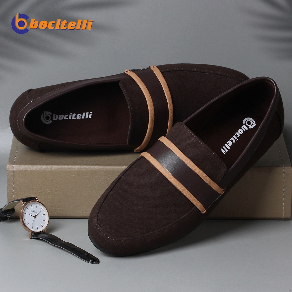 (PROMO COD) Sepatu Slip on Pria Santai Kasual Formal Bahan Kanvas Kerja Kantor Kuliah Bocitelli Shoes