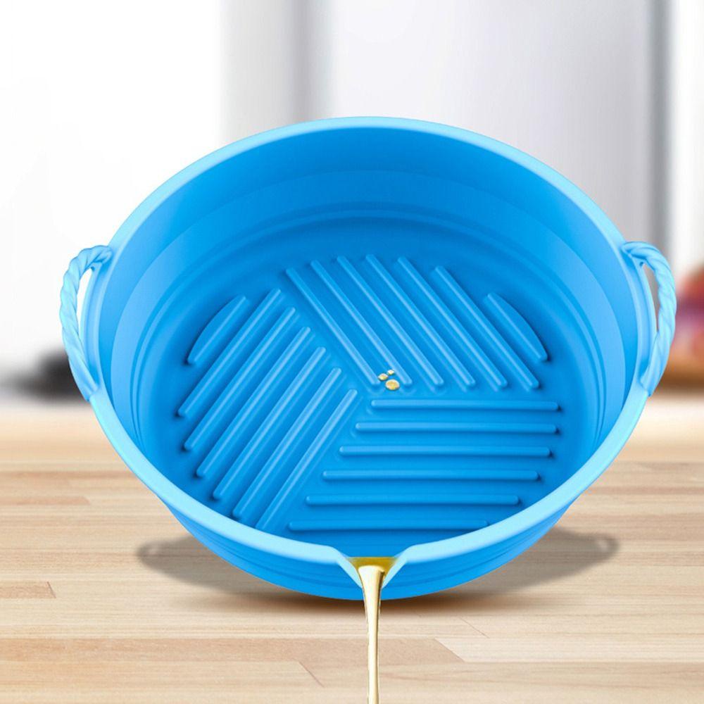 Solighter Round Silicone Pot Soft Cooking Pizza Plate AirFryer Aksesoris Baking Basket