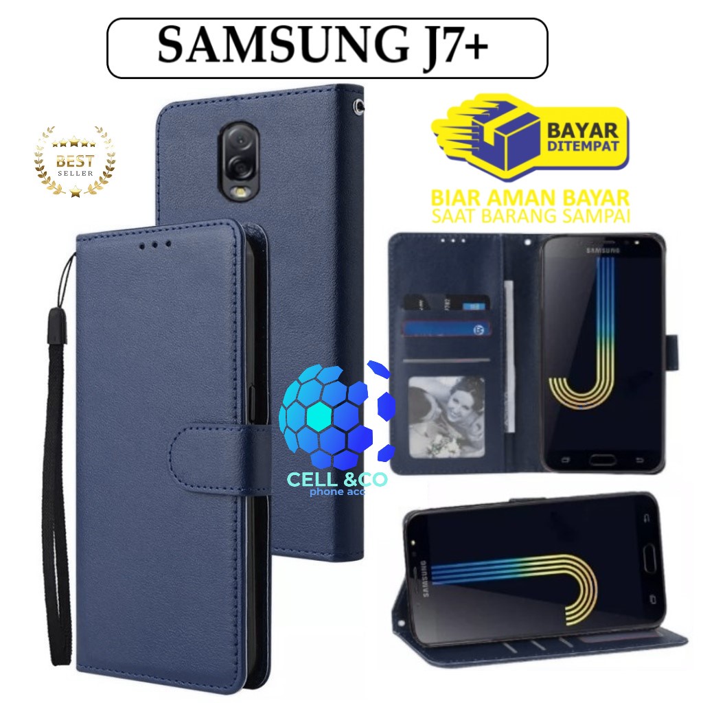 FLIP COVER SAMSUNG J7 PLUS LEATHER WALLET PREMIUM FLIP CASE BUKA TUTUP KESING HP CASING FLIP CASE WALLET SAMSUNG J7 PLUS