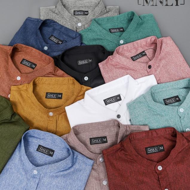 Kemeja Pria Lengan Panjang Kerah Shanghai Dusty Pink Katun Import - Dusty Pink, XL