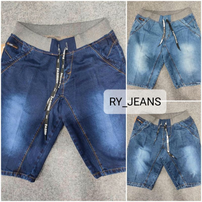 JEANS PENDEK PRIA KOLOR RIP XPD CELANA PENDEK PINGGANG KARET