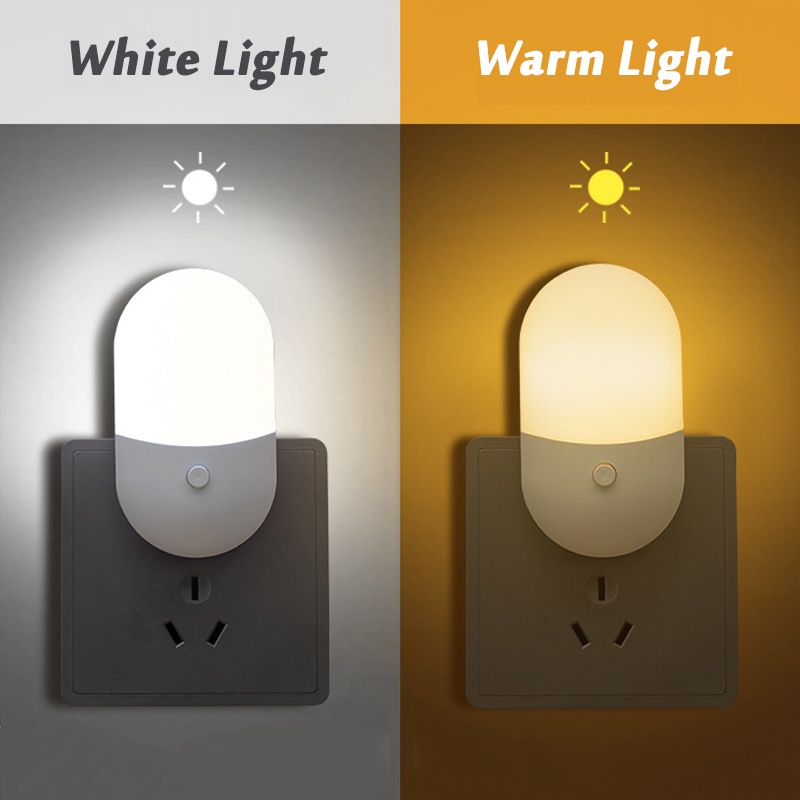 Led Dimmable Bedside Night Light Lucu Warna Hangat Lampu Tidur Bayi Hemat Kamar Tidur Koridor Balkon Lampu Plug-In LED Night Light Multifungsi