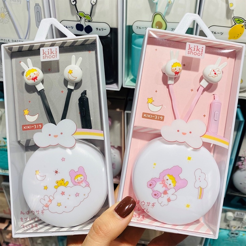 [ KI 319 ] Set Headset Earphone Lovely earphone CARTOON /Wadah penyimpanan Earphone Karakter