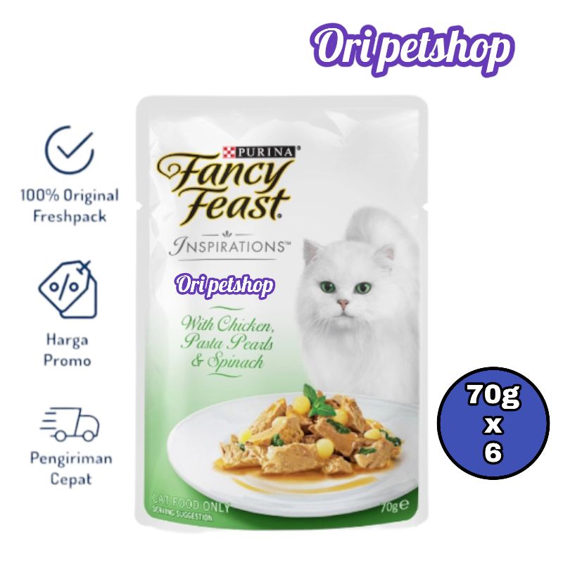 (6 pouch) Purina Fancy Feast Sachet Wet Cat Food 70g - With Chicken Pasta