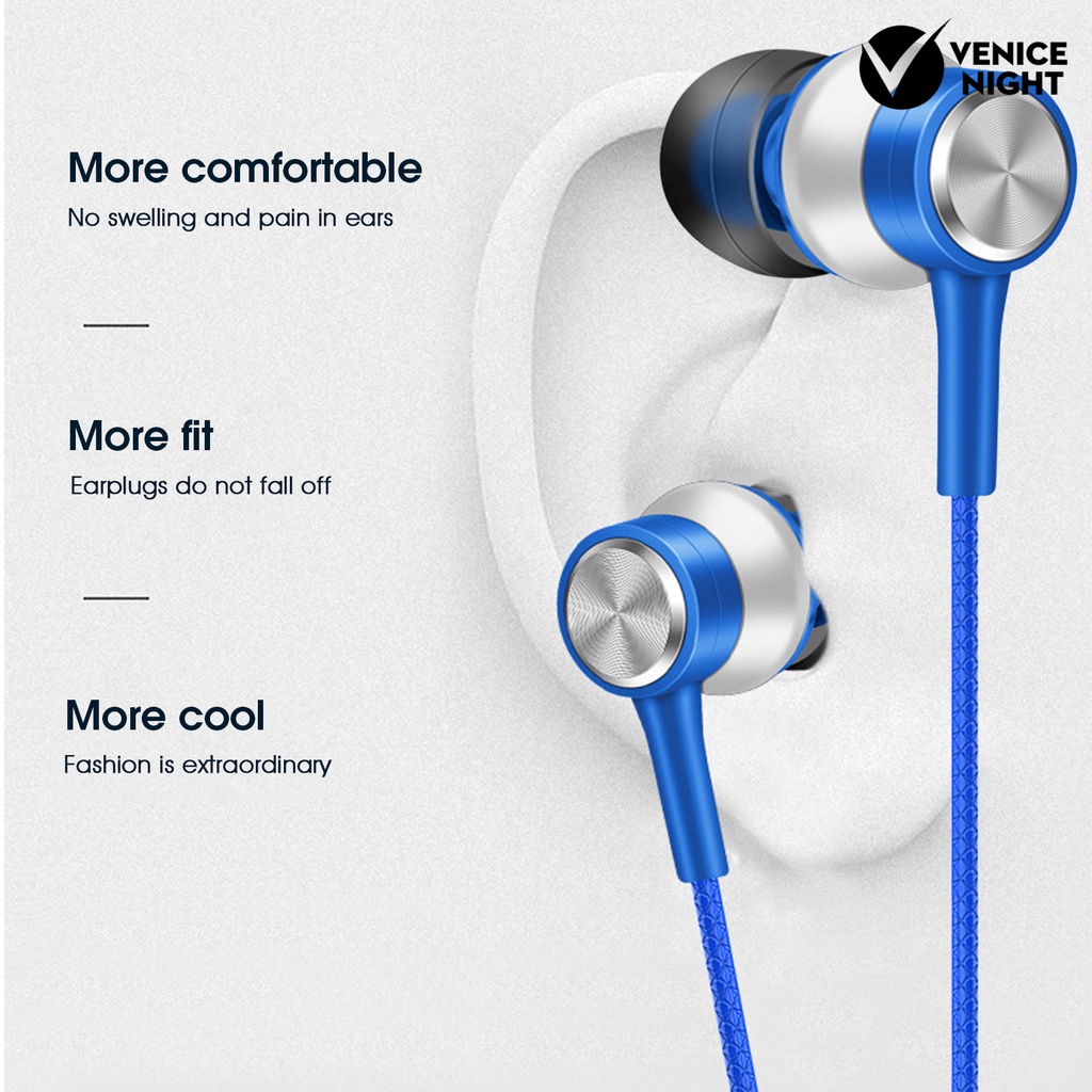 (VNEP) (Berkabel) HY-7 Earphone In-ear Heavy Bass Dual Drive 3.5mm Sport Gaming Headset dengan Mic untuk Ponsel