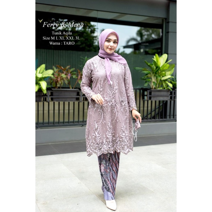 TUNIK PESTA AQILA BY FERRY MENA/ TUNIIK KEBAYA WISUDA CANTIK/ TUNIK BUTIK KEKINIAN/ TUNIK BROKAT TUL