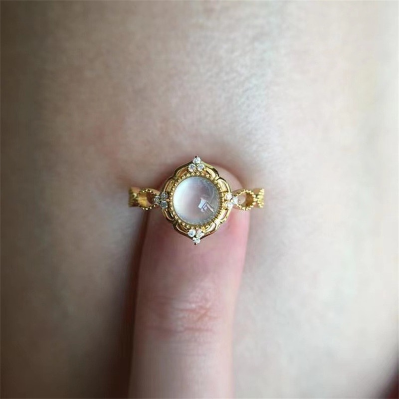 Cincin Giok Hetian Alami Lapis Emas 18K Untuk Wanita