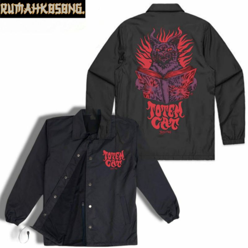 COACH Jaket Music TOTEM CAT RECORDS Pria wanita dewasa Coach Jacket hitam JAPAN oversize lokal / Win