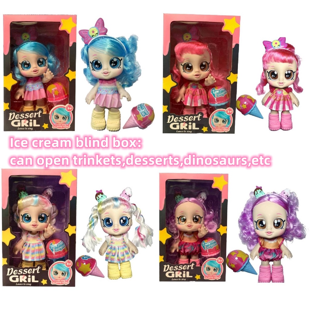 Kindi Kids Donatina Doll Ice Cream Singing Girl Blind Box Mainan Hadiah Liburan Kejutan.