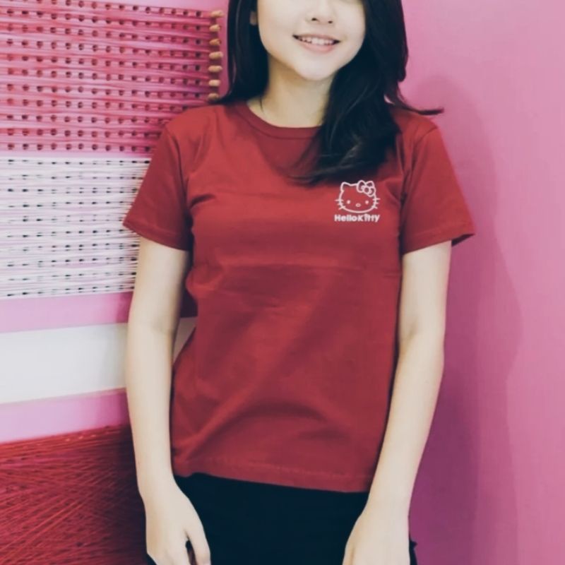 kaos distro wanita/kaos atasan wanita lengan pendek logo (bordir)