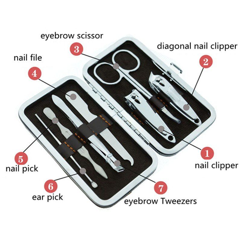 Peralatan Manicure 7 in 1 Mini/Gunting Kuku Set/Pembersih Kuku