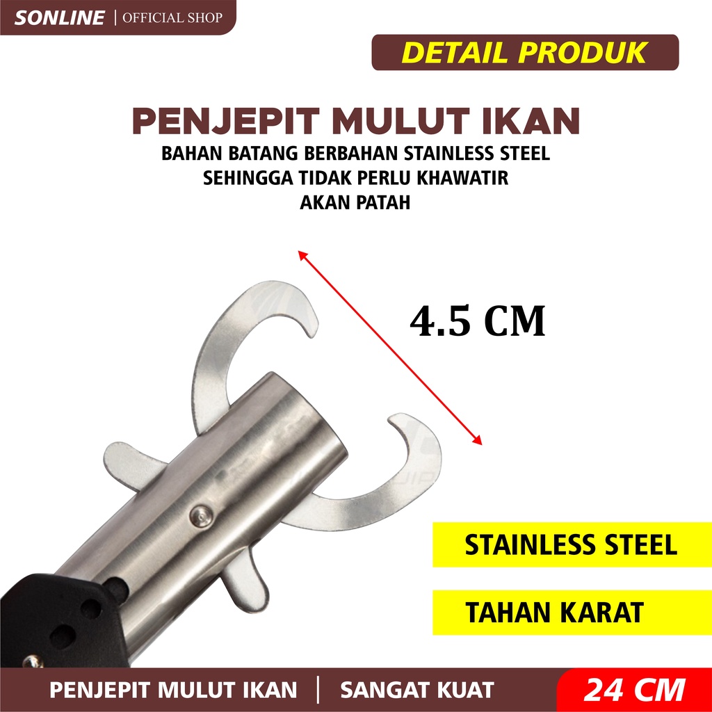 SONLINE Alat Penjepit Mulut ikan Fishing Gripper Stainless Steel Pancing (Bisa Cod)